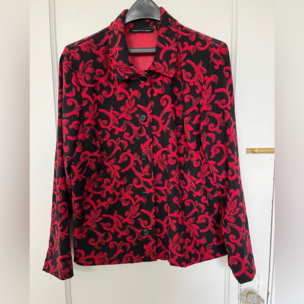 Briggs New York red and black button up top, 1X